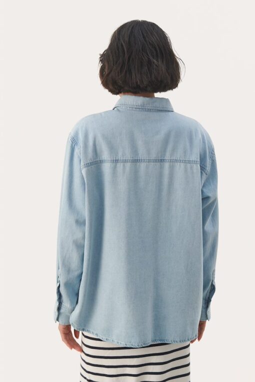 Part Two Collette Denim Shirt Whiteish Blue Denim