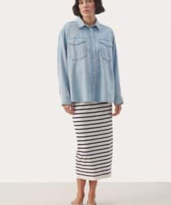 Part Two Collette Denim Shirt Whiteish Blue Denim