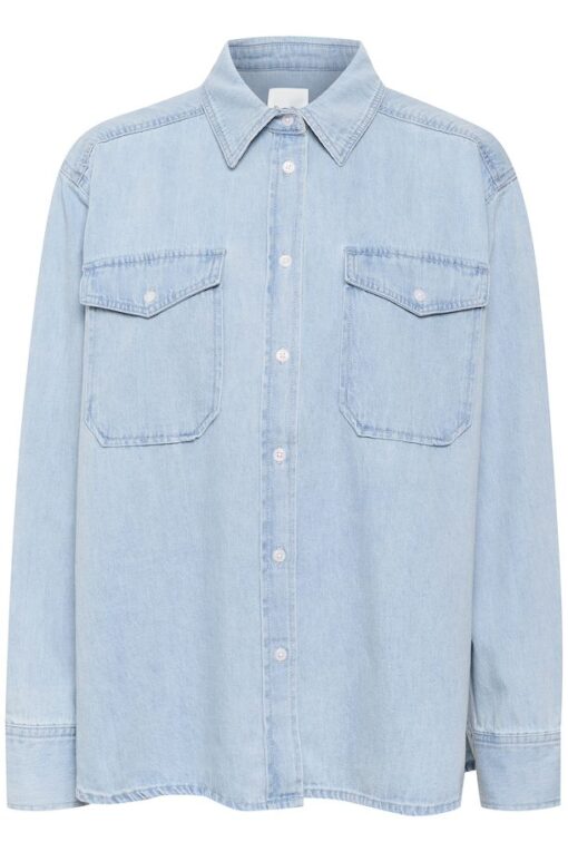 Part Two Collette Denim Shirt Whiteish Blue Denim