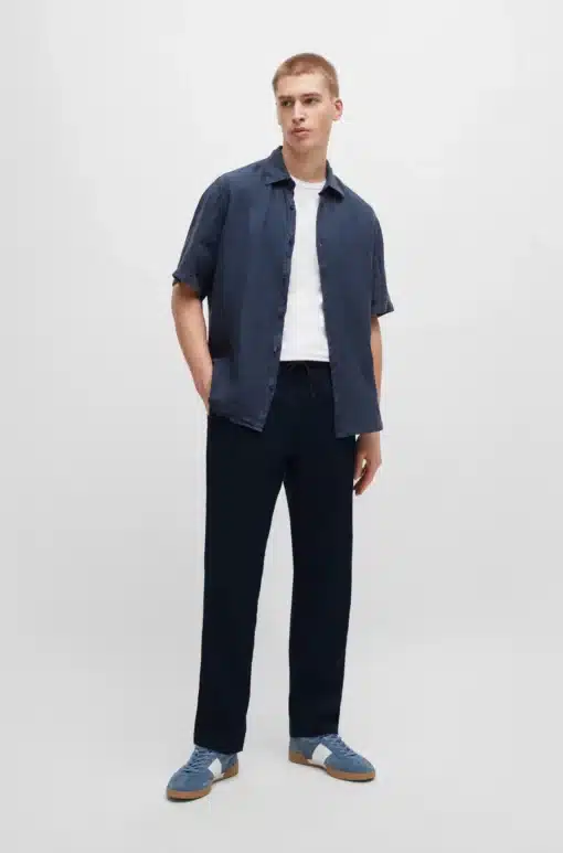 Boss Sanderson Linen Pants Dark Navy