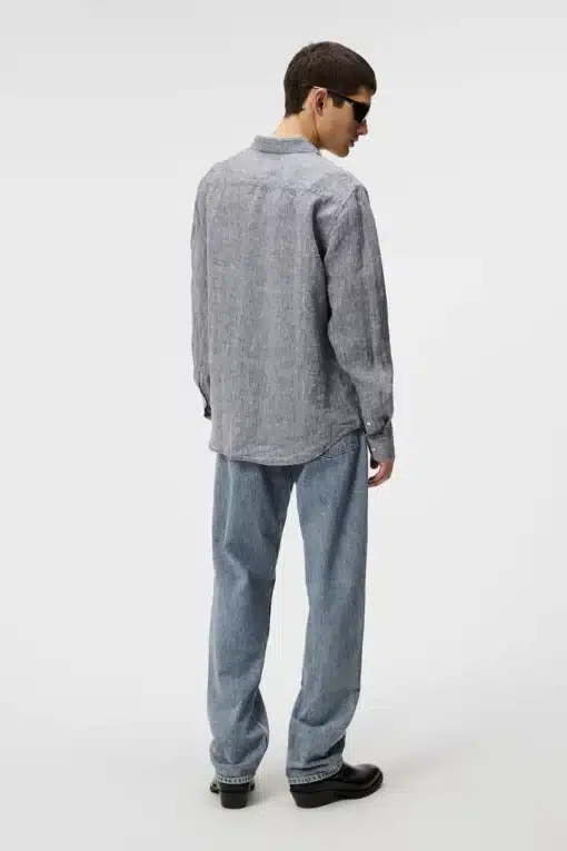 J.Lindeberg Slim Linen Melange Shirt Navy