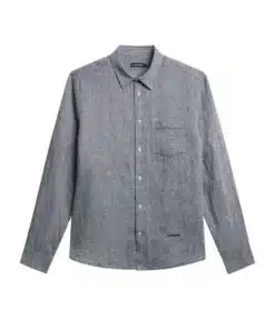 J.Lindeberg Slim Linen Melange Shirt Navy