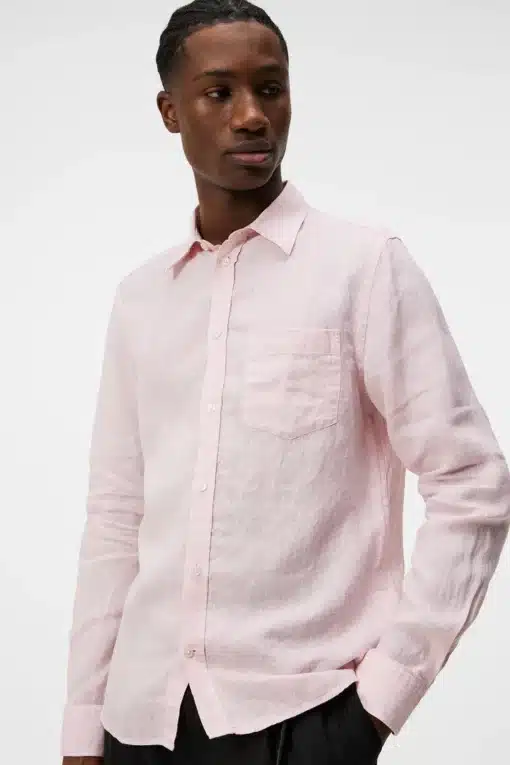 J.Lindeberg Slim Linen Melange Shirt Powder Pink