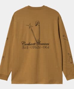 Carhartt WIP L/S Safety Pin T-Shirt Hamilton Brown/Black