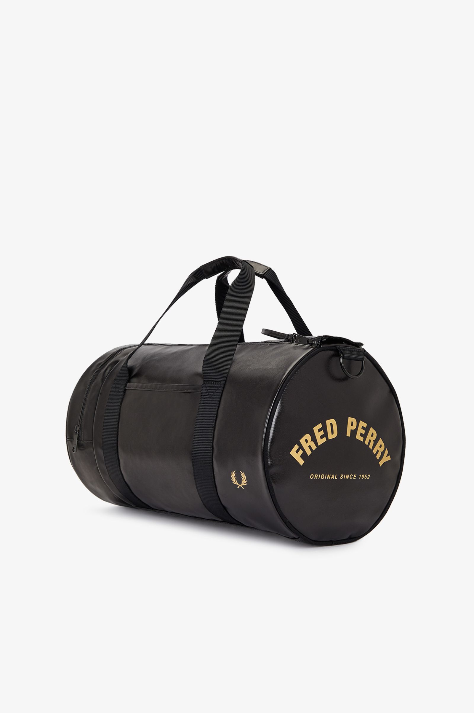 Buy Fred Perry Tonal Barrel Bag Black Gold Scandinavian Fashion Store