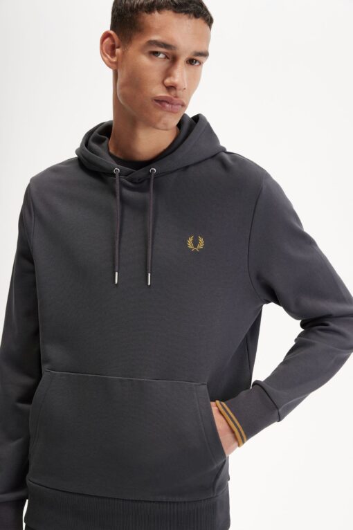 Fred Perry Tipped Hooded Sweatshirt Anchor grey/Dark caramel