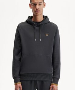 Fred Perry Tipped Hooded Sweatshirt Anchor grey/Dark caramel