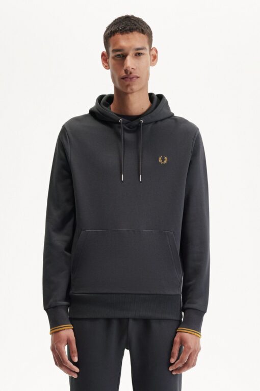 Fred Perry Tipped Hooded Sweatshirt Anchor grey/Dark caramel