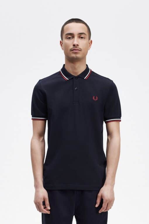 Fred Perry M3600 Pique NavySnow white/Burnt red