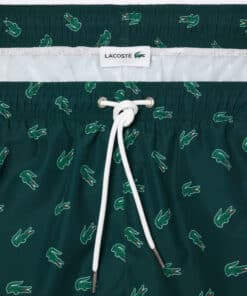 Lacoste Crocodile Print Swim Trunks Green/White