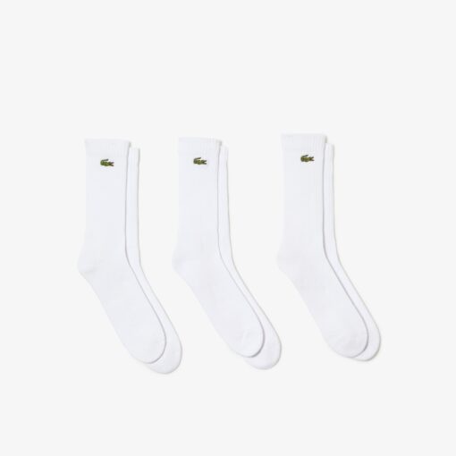 Lacoste Unisex Lacoste Sport High-Cut Socks Three Pack White