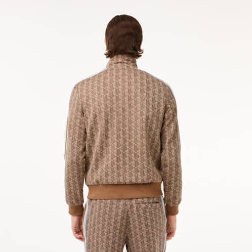 Lacoste Paris Jaquard Monogram Zipped Sweatshirt Beige/Brown