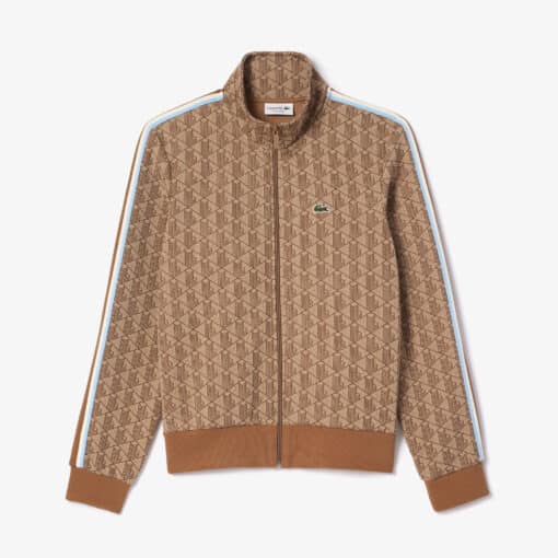 Lacoste Paris Jaquard Monogram Zipped Sweatshirt Beige/Brown