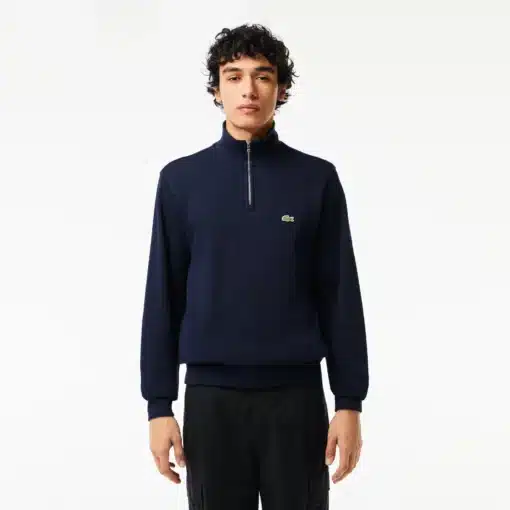Lacoste Zippered Stand-Up Collar Sweatshirt Midnight Blue