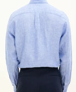 Oscar Jacobson Regular Fit Linen Shirt Blue