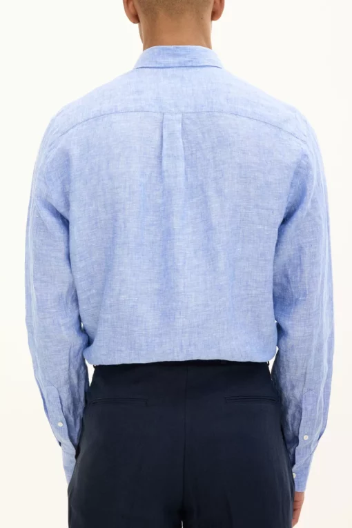 Oscar Jacobson Regular Fit Linen Shirt Blue
