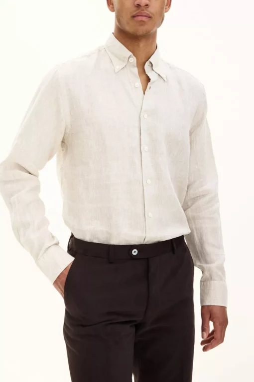 Oscar Jacobson Regular Fit Linen Shirt Beige