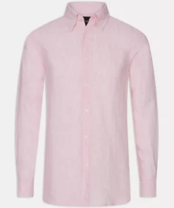 Oscar Jacobson Regular Fit Linen Shirt Pink