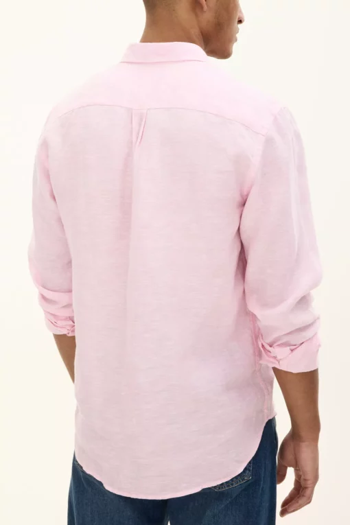 Oscar Jacobson Regular Fit Linen Shirt Pink