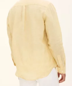 Oscar Jacobson Regular Fit Linen Shirt Yellow