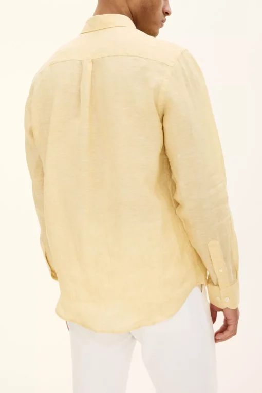 Oscar Jacobson Regular Fit Linen Shirt Yellow