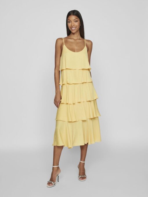 Vila Amalita Strap Flounce Maxi Dress Cornsilk