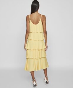 Vila Amalita Strap Flounce Maxi Dress Cornsilk