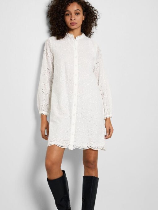 Selected Femme Tatiana Embroidery Dress Bright White