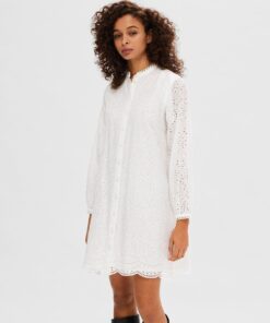 Selected Femme Tatiana Embroidery Dress Bright White