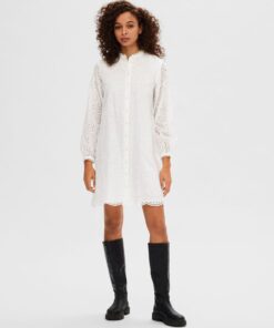 Selected Femme Tatiana Embroidery Dress Bright White