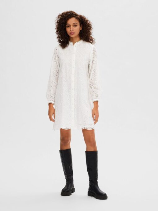 Selected Femme Tatiana Embroidery Dress Bright White