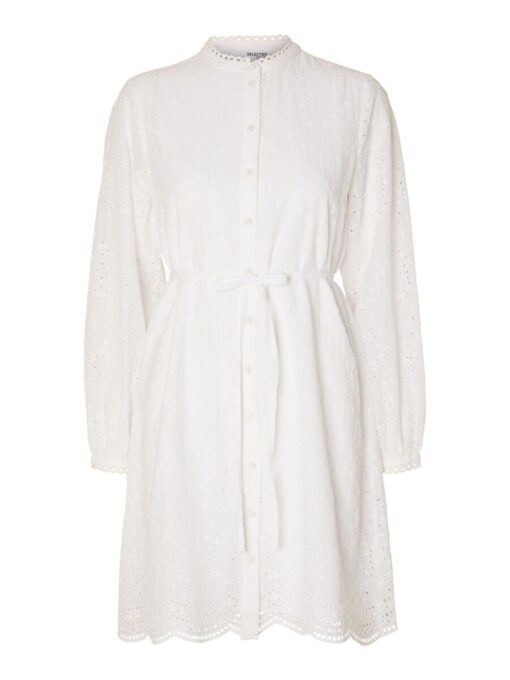 Selected Femme Tatiana Embroidery Dress Bright White