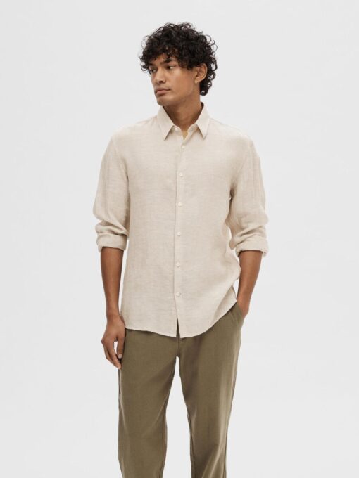 Selected Homme Regkylian Linen Shirt Pure Cashmere