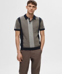 Selected Homme Mattis Knit Stripe Polo Sky Captain