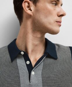 Selected Homme Mattis Knit Stripe Polo Sky Captain