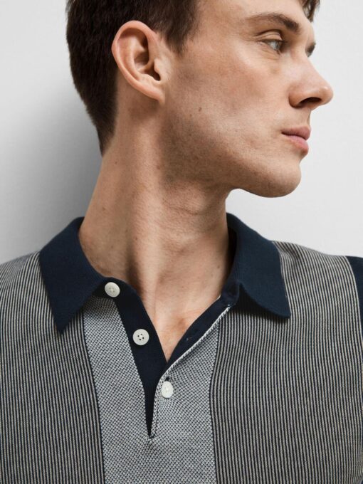 Selected Homme Mattis Knit Stripe Polo Sky Captain