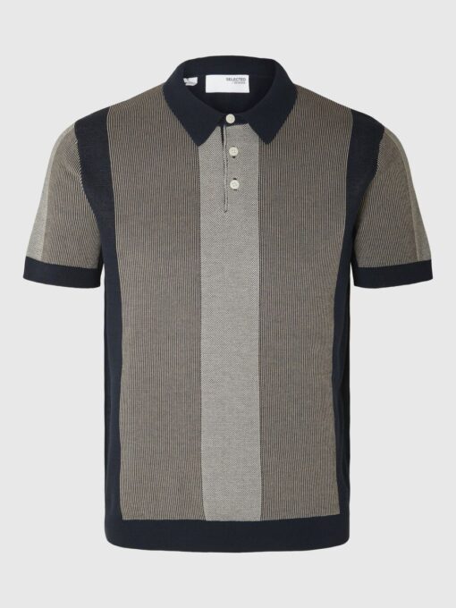 Selected Homme Mattis Knit Stripe Polo Sky Captain