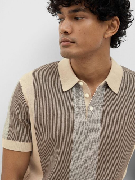 Selected Homme Mattis Knit Stripe Polo Pure Cashmere