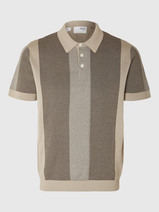 Selected Homme Mattis Knit Stripe Polo Pure Cashmere