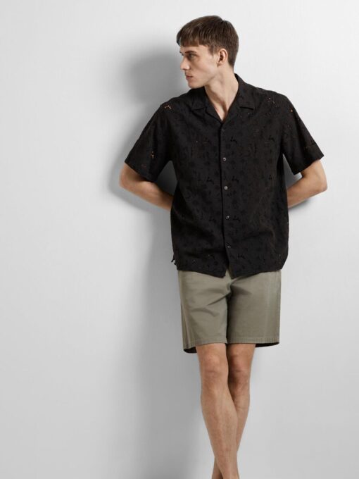 Selected Homme Jax Broderie Shirt Black