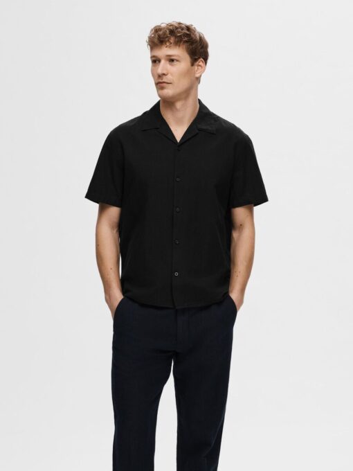 Selected Homme Relax New-Linen Resort Shirt Black