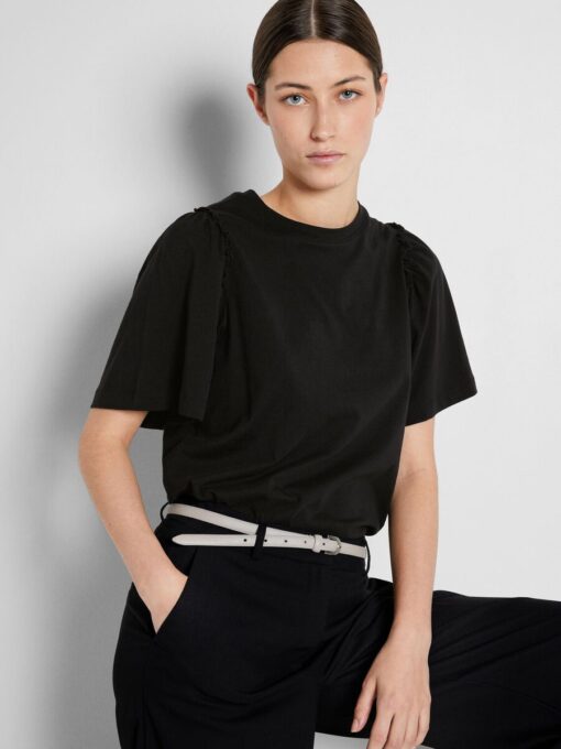 Selected Femme Penelope Ruffle Tee Black