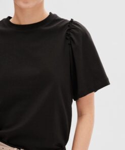 Selected Femme Penelope Ruffle Tee Black