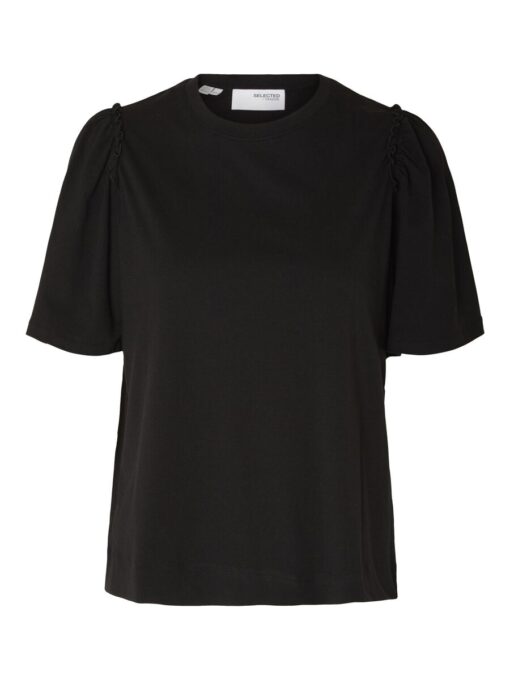 Selected Femme Penelope Ruffle Tee Black