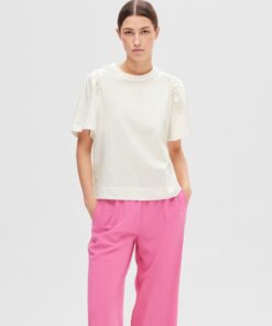 Selected Femme Penelope Ruffle Tee Snow White