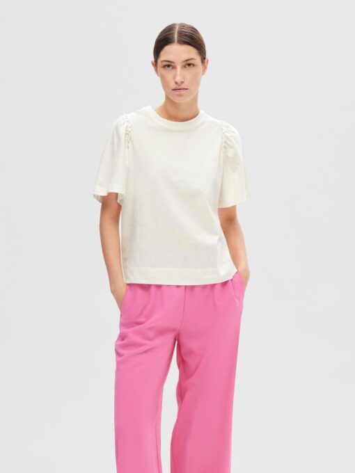 Selected Femme Penelope Ruffle Tee Snow White