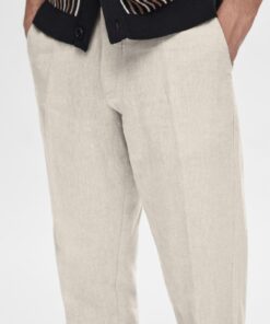 Selected Homme Mads Straight Linen Pants Pure Cashmere