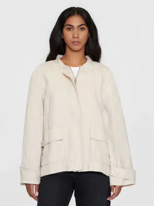Knowledge Cotton Apparel Linen Bomber Jacket Light Feather Gray