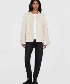 Knowledge Cotton Apparel Linen Bomber Jacket Light Feather Gray