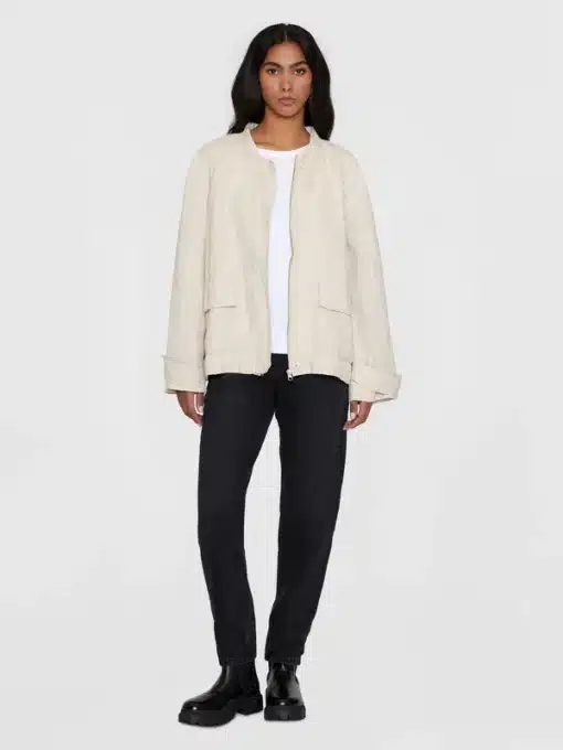 Knowledge Cotton Apparel Linen Bomber Jacket Light Feather Gray